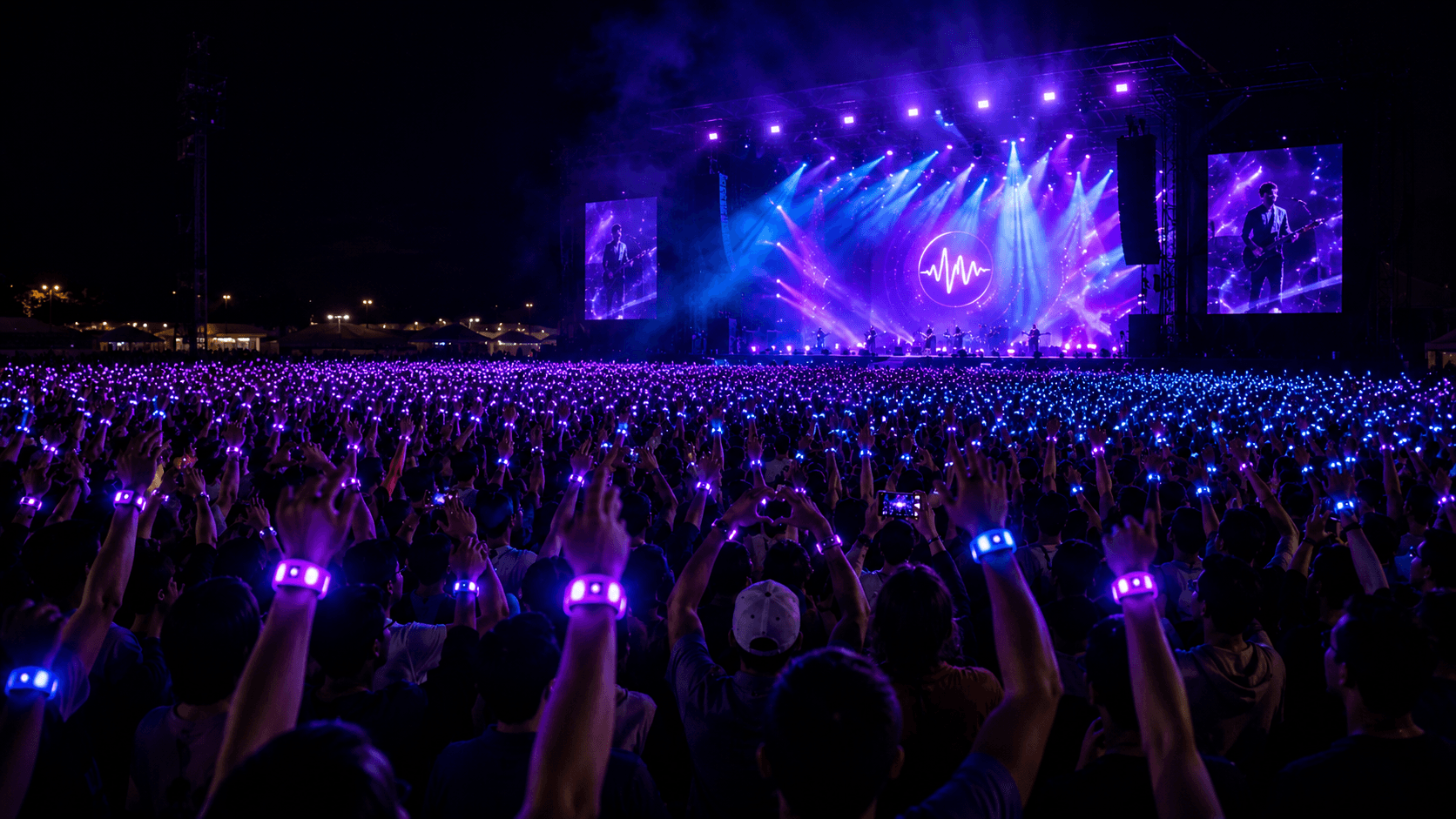 Concert crowd with LED wristbands