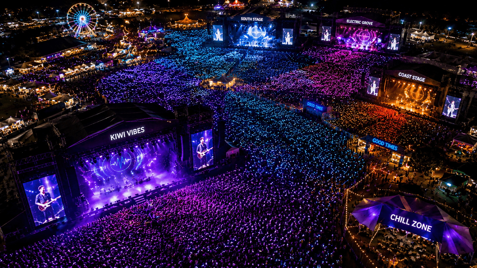 Festival crowd with LED wristbands